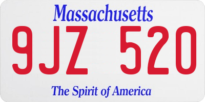 MA license plate 9JZ520