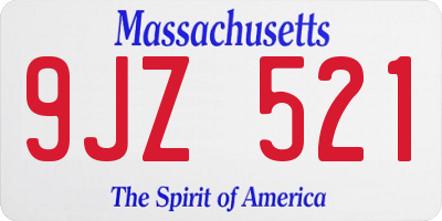 MA license plate 9JZ521