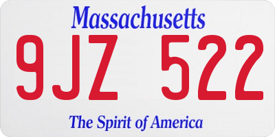 MA license plate 9JZ522