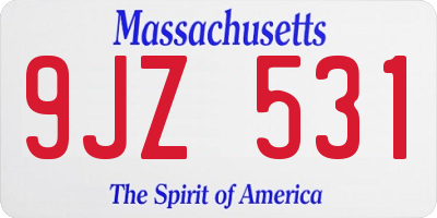 MA license plate 9JZ531