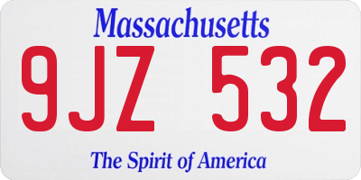 MA license plate 9JZ532