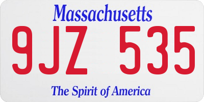 MA license plate 9JZ535