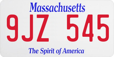 MA license plate 9JZ545
