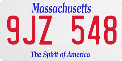 MA license plate 9JZ548