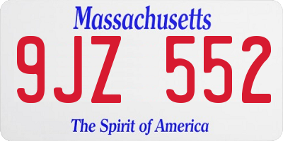 MA license plate 9JZ552
