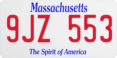 MA license plate 9JZ553