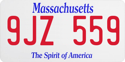 MA license plate 9JZ559