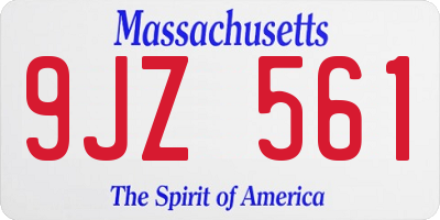MA license plate 9JZ561