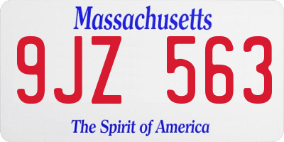 MA license plate 9JZ563
