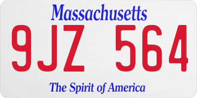 MA license plate 9JZ564