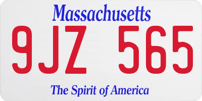 MA license plate 9JZ565