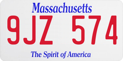 MA license plate 9JZ574