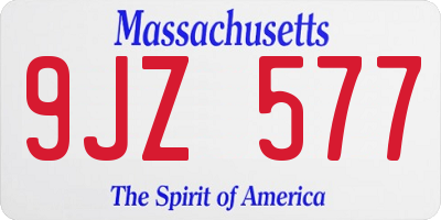 MA license plate 9JZ577