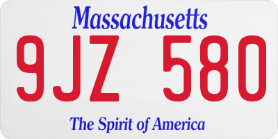 MA license plate 9JZ580