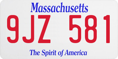 MA license plate 9JZ581