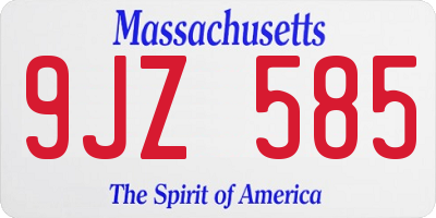 MA license plate 9JZ585