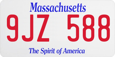 MA license plate 9JZ588