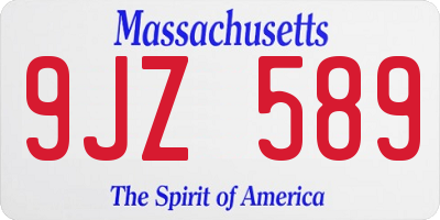 MA license plate 9JZ589