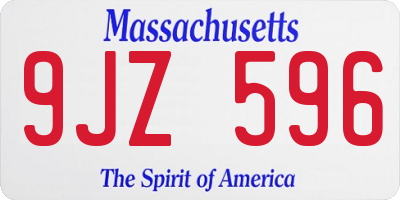 MA license plate 9JZ596