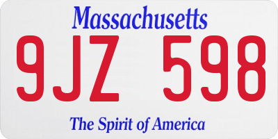 MA license plate 9JZ598