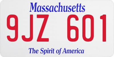 MA license plate 9JZ601