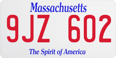 MA license plate 9JZ602