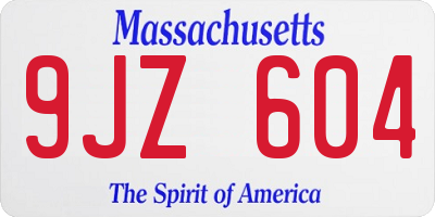 MA license plate 9JZ604