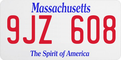 MA license plate 9JZ608