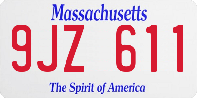 MA license plate 9JZ611
