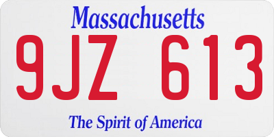 MA license plate 9JZ613