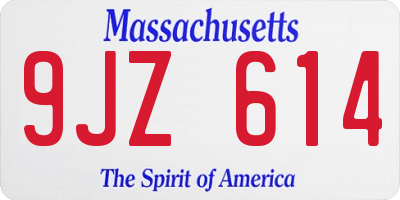 MA license plate 9JZ614
