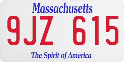 MA license plate 9JZ615