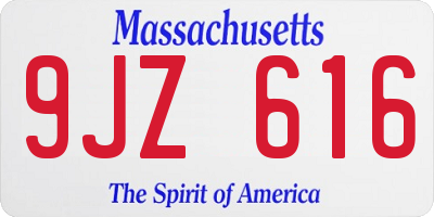 MA license plate 9JZ616
