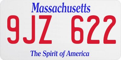 MA license plate 9JZ622