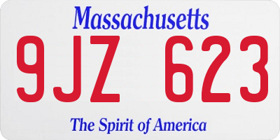 MA license plate 9JZ623