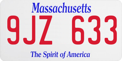 MA license plate 9JZ633