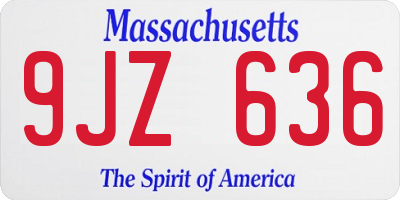 MA license plate 9JZ636