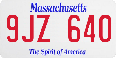 MA license plate 9JZ640