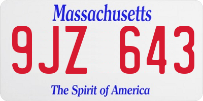 MA license plate 9JZ643