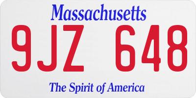 MA license plate 9JZ648
