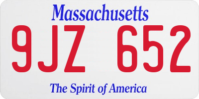 MA license plate 9JZ652