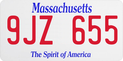 MA license plate 9JZ655