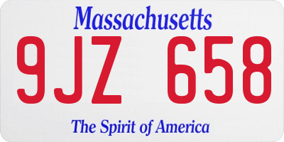MA license plate 9JZ658