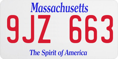 MA license plate 9JZ663