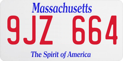 MA license plate 9JZ664