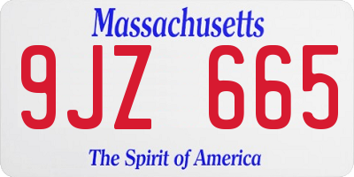 MA license plate 9JZ665