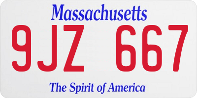 MA license plate 9JZ667