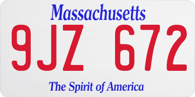MA license plate 9JZ672