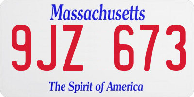 MA license plate 9JZ673