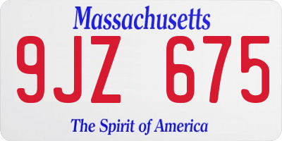 MA license plate 9JZ675